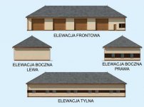 Elewacja projektu G223 garaż czterostanowiskowy z pomieszczeniami gospodarczymi - 1