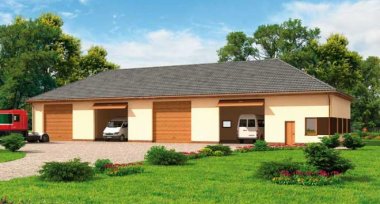 Projekt domu G223 garaż czterostanowiskowy z pomieszczeniami gospodarczymi