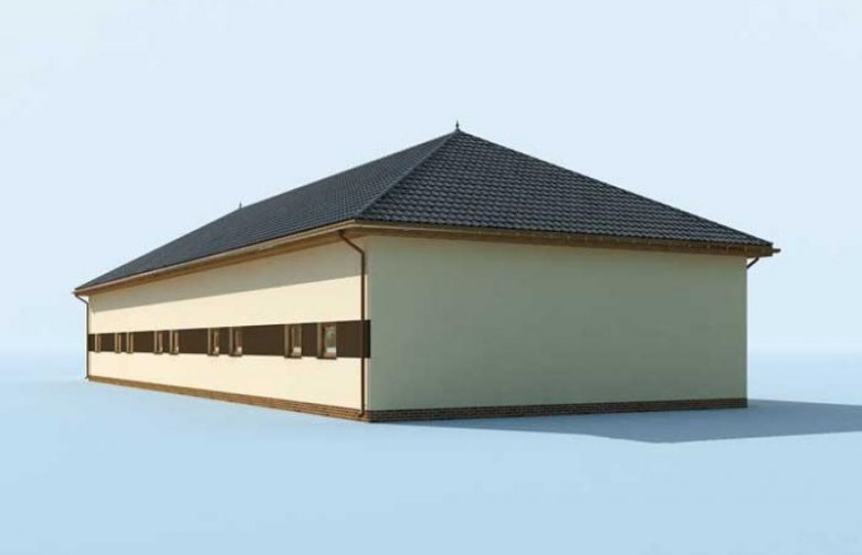 Projekt budynku gospodarczego G223 garaż czterostanowiskowy z pomieszczeniami gospodarczymi