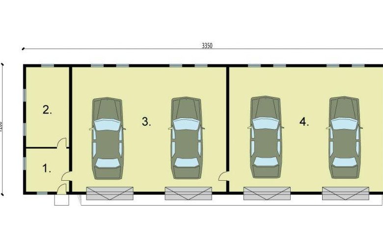 Projekt budynku gospodarczego G221 garaż czterostanowiskowy z pomieszczeniami gospodarczymi - rzut przyziemia