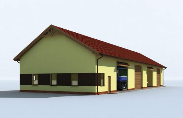 Projekt budynku gospodarczego G221 garaż czterostanowiskowy z pomieszczeniami gospodarczymi