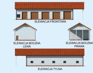 Elewacja projektu G225 garaż czterostanowiskowy z pomieszczeniami gospodarczymi - 1