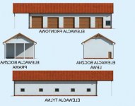 Elewacja projektu G225 garaż czterostanowiskowy z pomieszczeniami gospodarczymi - 1 - wersja lustrzana