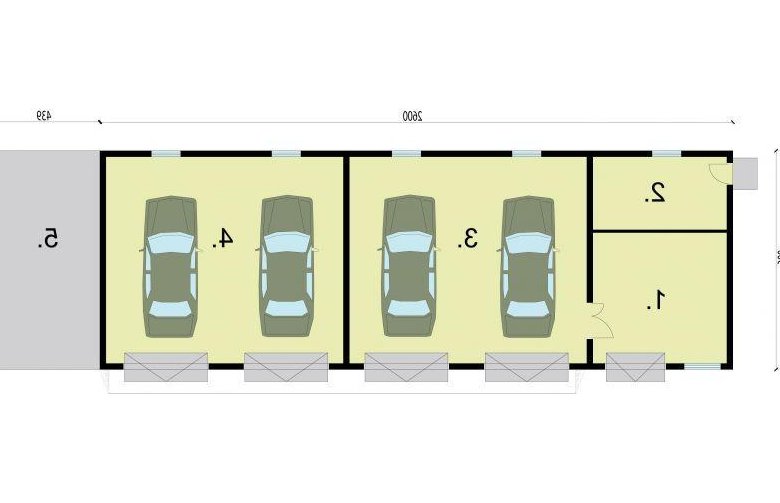 Projekt budynku gospodarczego G225 garaż czterostanowiskowy z pomieszczeniami gospodarczymi - rzut przyziemia