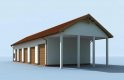 Projekt budynku gospodarczego G225 garaż czterostanowiskowy z pomieszczeniami gospodarczymi - wizualizacja 3