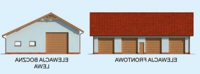 Elewacja projektu G233 garaż trzystanowiskowy  - 1 - wersja lustrzana