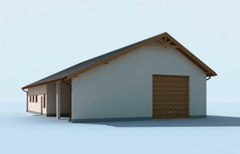 Projekt budynku gospodarczego G230 garaż trzystanowiskowy