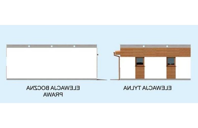 Projekt garażu G1a2 dwustanowiskowy z pomieszczeniem gospodarczym - elewacja 2