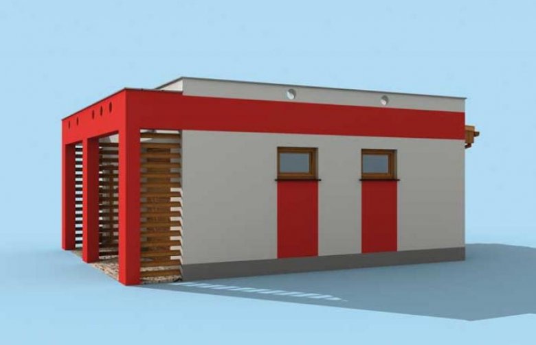 Projekt budynku gospodarczego G73A garaż jednostanowiskowy z pomieszczeniem gospodarczym