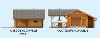 Elewacja projektu  G53 z bali drewnianych - 1 - wersja lustrzana