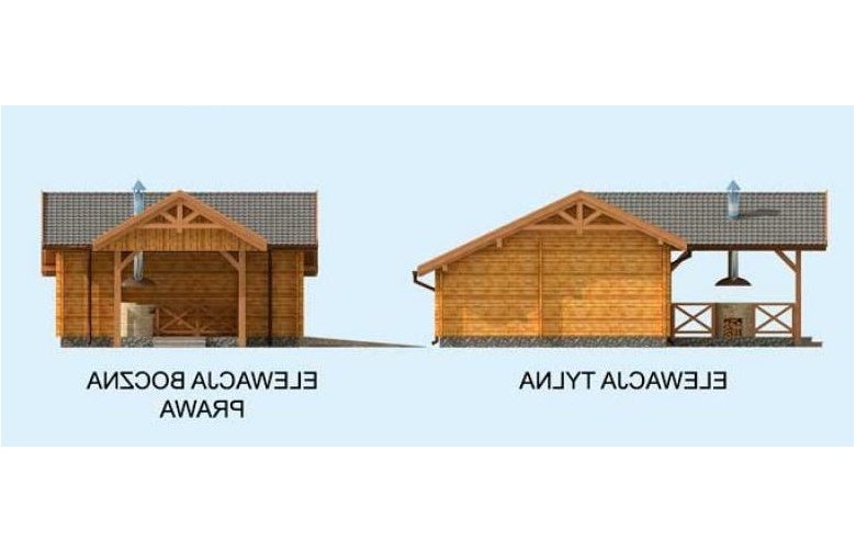 Projekt budynku gospodarczego  G53 z bali drewnianych - elewacja 2