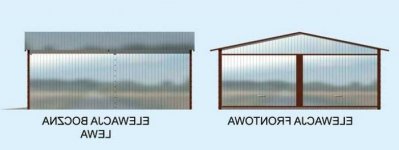 Elewacja projektu Budynek gospodarczy GB1 blaszany dwustanowiskowy - 1 - wersja lustrzana