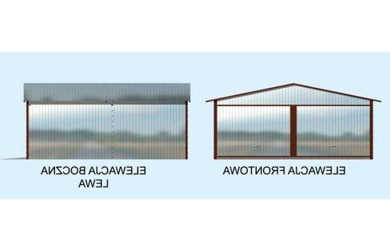 Projekt garażu Budynek gospodarczy GB1 blaszany dwustanowiskowy - elewacja 1