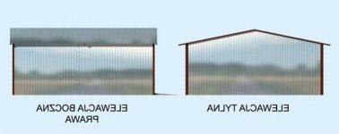 Elewacja projektu Budynek gospodarczy GB1 blaszany dwustanowiskowy - 2 - wersja lustrzana