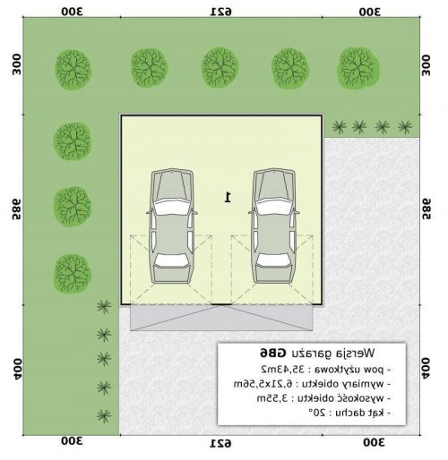 PRZEKRÓJ GB1 Budynek gospodarczy GB1 blaszany dwustanowiskowy - wersja lustrzana