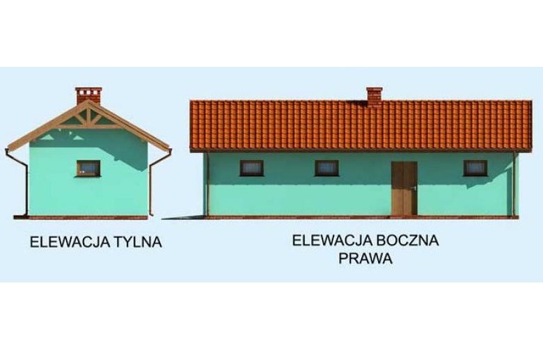 Projekt garażu G1m bis jednostanowiskowy z pomieszczeniem gospodarczym - elewacja 2