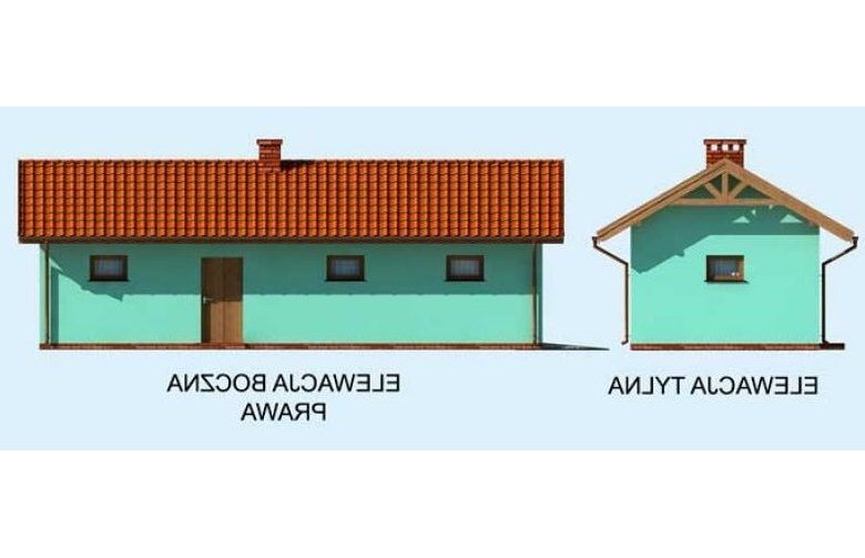 Projekt garażu G1m bis jednostanowiskowy z pomieszczeniem gospodarczym - elewacja 2