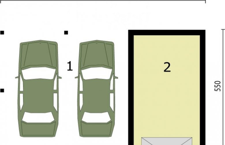 Projekt garażu G244 garaż jednostanowiskowy z wiatą dwustanowiskową - rzut przyziemia