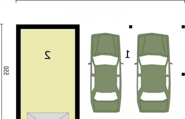 Projekt garażu G244 garaż jednostanowiskowy z wiatą dwustanowiskową - rzut przyziemia