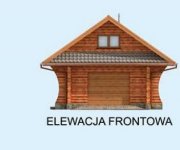 Elewacja projektu G4 z bali drewnianych, garaż jednostanowiskowy z poddaszem - 1