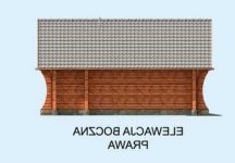 Elewacja projektu G4 z bali drewnianych, garaż jednostanowiskowy z poddaszem - 4 - wersja lustrzana
