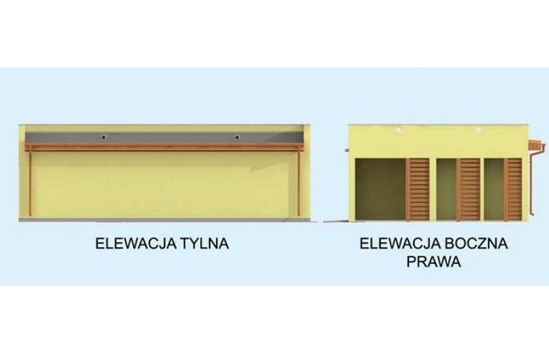 Projekt budynku gospodarczego G254 garaż dwustanowiskowy z werandą - elewacja 2