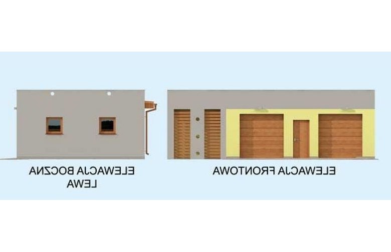 Projekt budynku gospodarczego G254 garaż dwustanowiskowy z werandą - elewacja 1