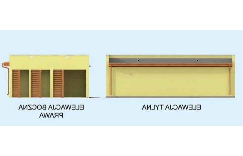 Projekt budynku gospodarczego G254 garaż dwustanowiskowy z werandą - elewacja 2
