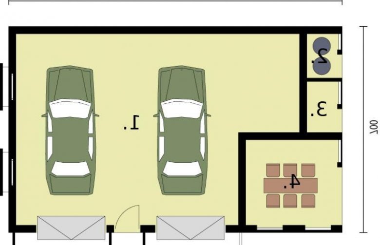 Projekt budynku gospodarczego G253 garaż dwustanowiskowy z werandą - przyziemie