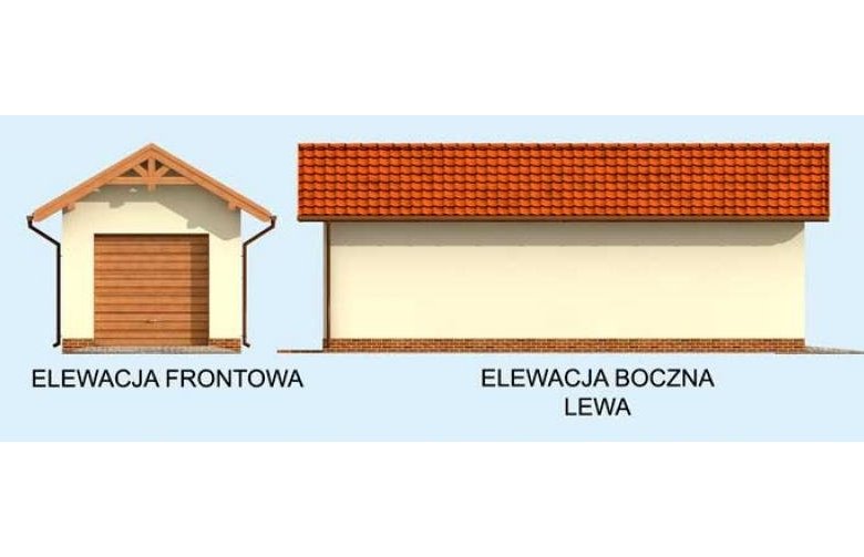 Projekt budynku gospodarczego G257 garaż jednostanowiskowy - elewacja 1