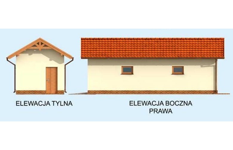 Projekt budynku gospodarczego G257 garaż jednostanowiskowy - elewacja 2