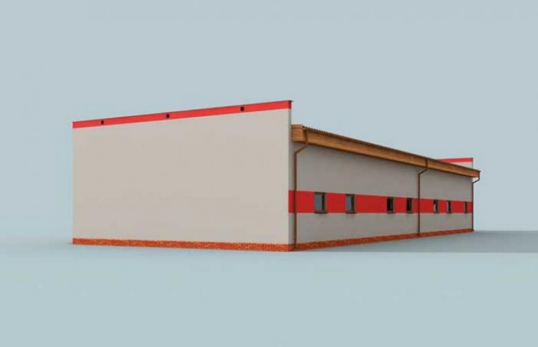 Projekt budynku gospodarczego G258 garaż sześciostanowiskowy z pomieszczeniami gospodarczymi
