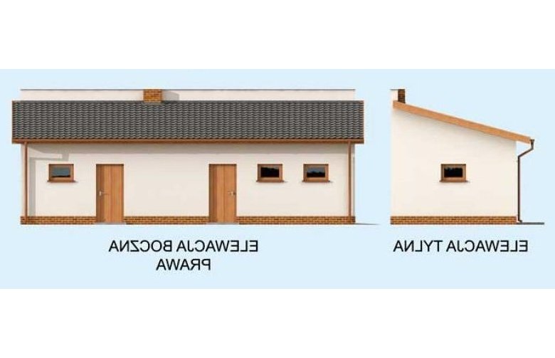 Projekt budynku gospodarczego G1m bis 2 jednostanowiskowy - elewacja 2