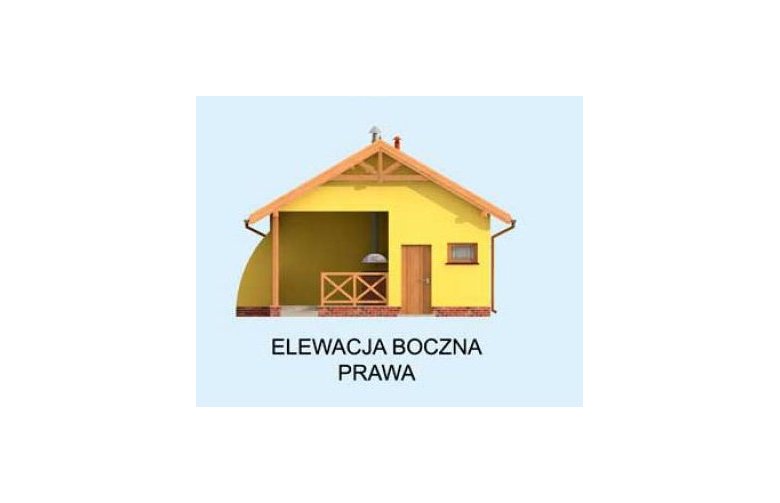 Projekt budynku gospodarczego G264 jednostanowiskowy z pomieszczeniem gospodarczym i werandą - elewacja 4