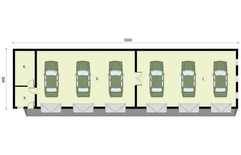 Projekt budynku gospodarczego G271 sześciostanowiskowy z pomieszczeniami gospodarczymi - rzut przyziemia