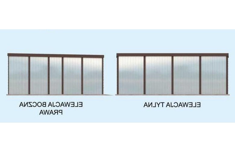 Projekt budynku gospodarczego GB4 garaż blaszany jednostanowiskowy z pomieszczeniem gospodarczym - elewacja 2