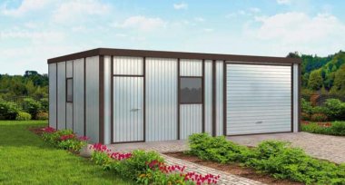 Projekt domu GB4 garaż blaszany jednostanowiskowy z pomieszczeniem gospodarczym