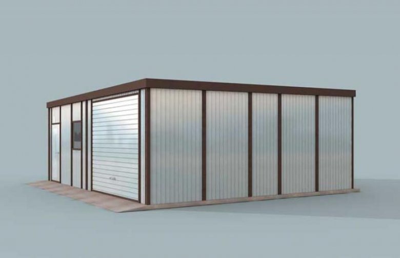 Projekt budynku gospodarczego GB4 garaż blaszany jednostanowiskowy z pomieszczeniem gospodarczym