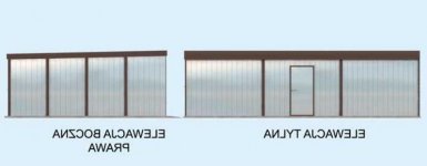 Elewacja projektu GB7 blaszany dwustanowiskowy z pomieszczeniem gospodarczym - 2 - wersja lustrzana