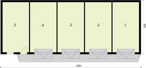 RZUT PRZYZIEMIA G268 garaż czterostanowiskowy z pomieszczeniem gospodarczym - wersja lustrzana