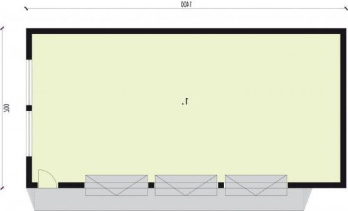 RZUT PRZYZIEMIA G270 garaż trzystanowiskowy - wersja lustrzana