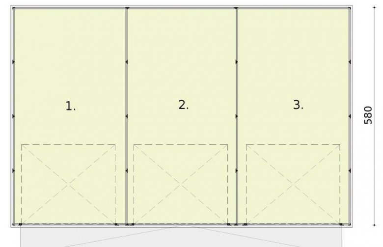 Projekt budynku gospodarczego GB8 blaszany trzystanowiskowy - rzut przyziemia