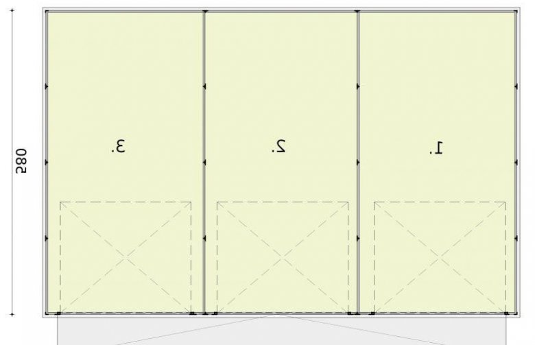 Projekt budynku gospodarczego GB8 blaszany trzystanowiskowy - rzut przyziemia