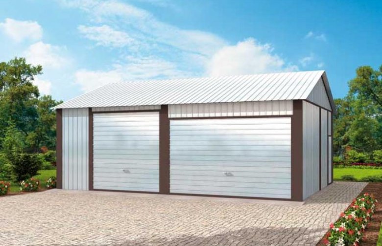 Projekt budynku gospodarczego GB11 garaż blaszany dwustanowiskowy