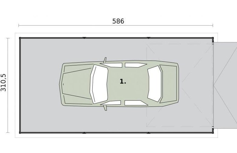 Projekt budynku gospodarczego GB12 garaż blaszany jednostanowiskowy - rzut przyziemia
