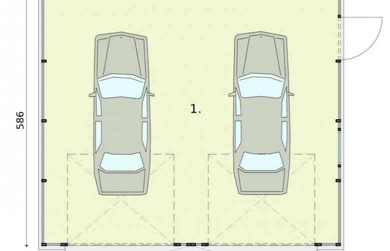 Projekt budynku gospodarczego GB16 garaż blaszany dwustanowiskowy - rzut przyziemia
