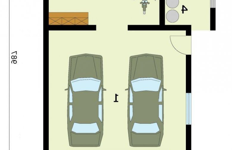 Projekt budynku gospodarczego G274 garaż dwustanowiskowy z pomieszczeniem gospodarczym - rzut przyziemia