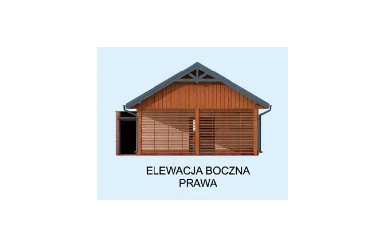 Projekt budynku gospodarczego G275  z pomieszczeniem gospodarczym i wiatą - elewacja 4