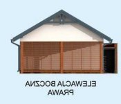 Elewacja projektu G277 garaż jednostanowiskowy z pomieszczeniem gospodarczym i wiatą - 4 - wersja lustrzana