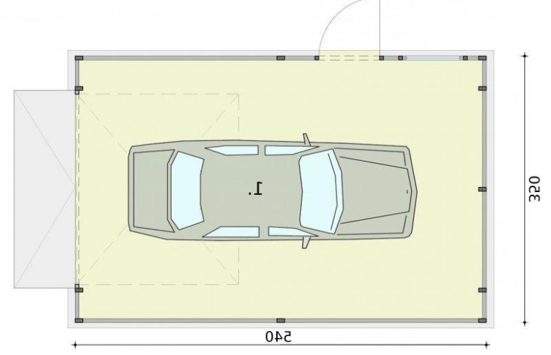 Projekt garażu GB13 garaż blaszany jednostanowiskowy - rzut przyziemia